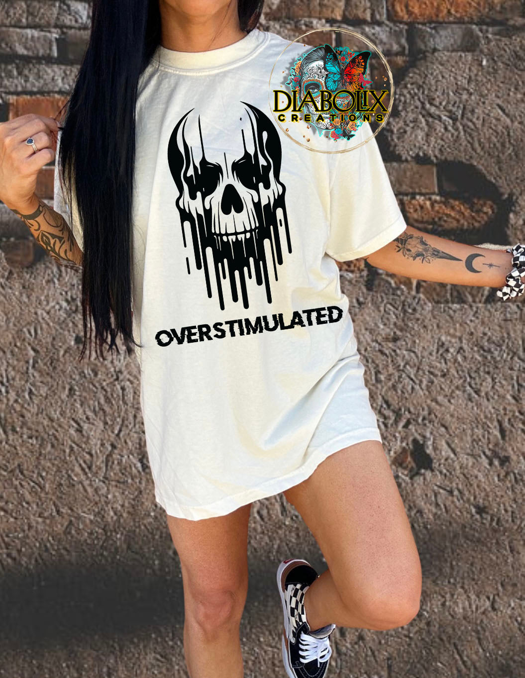 Overstimulated Skull tee - Ivory