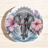 Elephant Mandala - Glass Clock