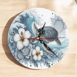 Turtle Hibiscus- Glass Clock